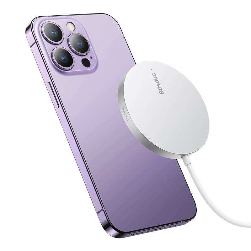 Baseus - Magnetic Wireless Charger Mini 3 (CCJJ040012) - Type-C, 15W, 2A, 115-205 kHz - Silver