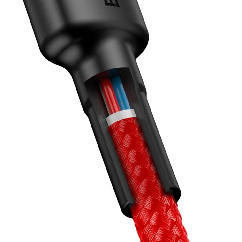 Baseus - Data Cable Cafule (CATKLF-G09) - Type-C to Type-C, Fast Charging, 60W, 3A, 1m - Red / Black