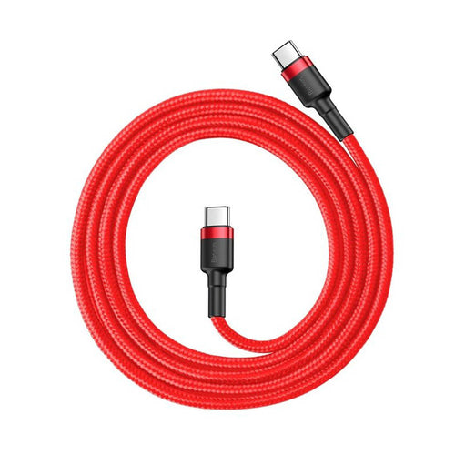 Baseus - Data Cable Cafule (CATKLF-G09) - Type-C to Type-C, Fast Charging, 60W, 3A, 1m - Red / Black