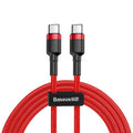 Baseus - Data Cable Cafule (CATKLF-G09) - Type-C to Type-C, Fast Charging, 60W, 3A, 1m - Red / Black