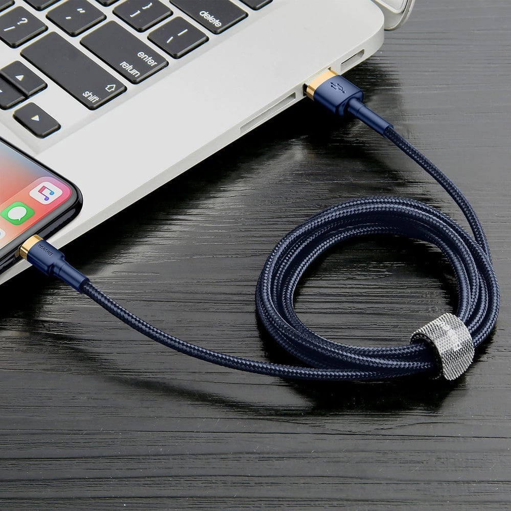 Baseus - Data Cable Cafule (CALKLF-CV3) - USB to Lightning, QC3.0, 1.5A, 2m - Blue / Gold