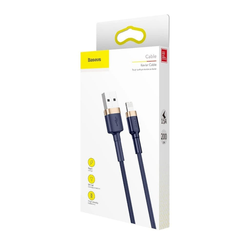 Baseus - Data Cable Cafule (CALKLF-CV3) - USB to Lightning, QC3.0, 1.5A, 2m - Blue / Gold