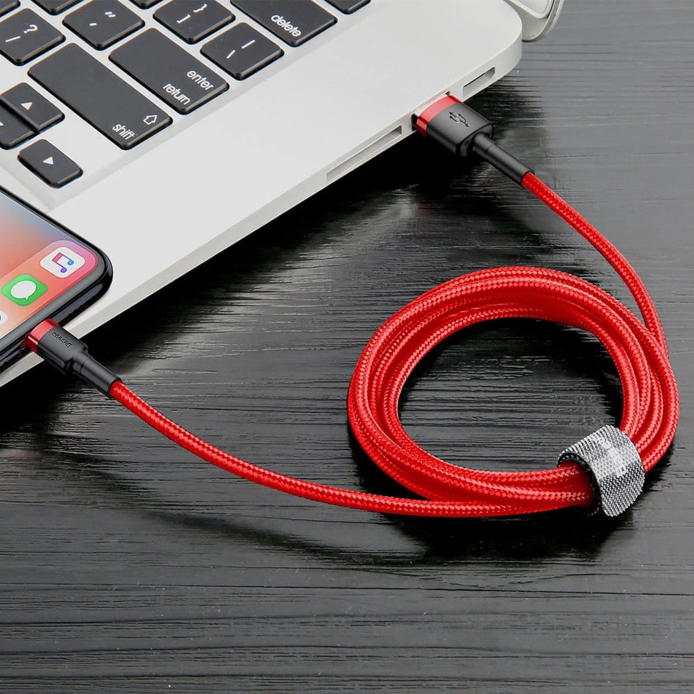 Baseus - Data Cable Cafule (CALKLF-R09) - USB to Lightning, QC3.0, 2A, 3m - Red
