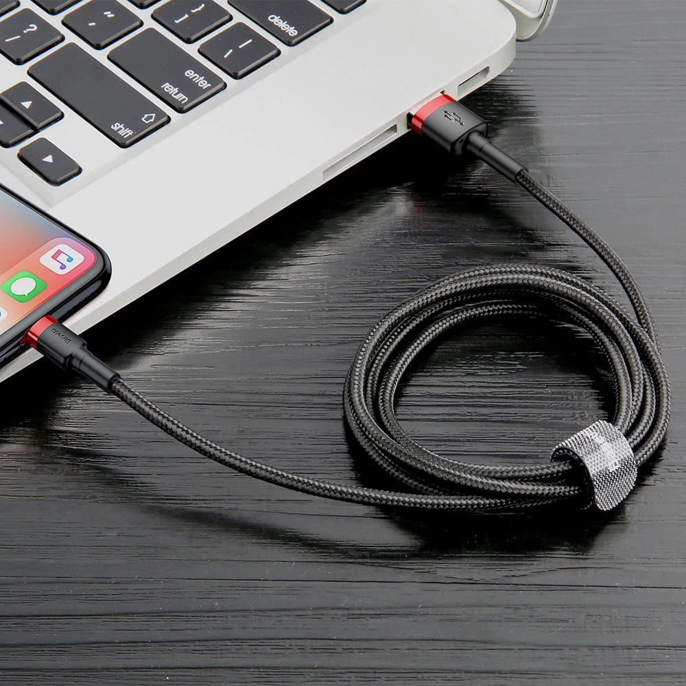 Baseus - Data Cable Cafule (CALKLF-R91) - USB to Lightning, QC3.0, 2A, 3m - Black / Red