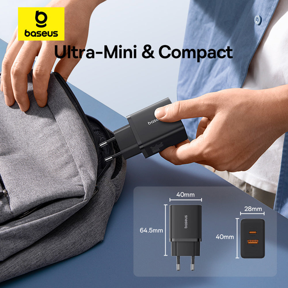 Baseus - Wall Charger (P10111404113-00) - USB, Type-C, Fast Charge 30W - Cluster Black