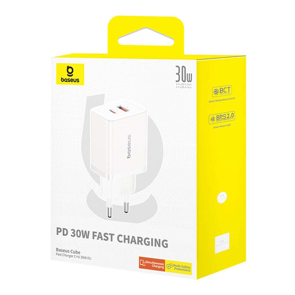 Baseus - Wall Charger (P10111404213-00) - USB, Type-C, Fast Charge 30W - Moon White