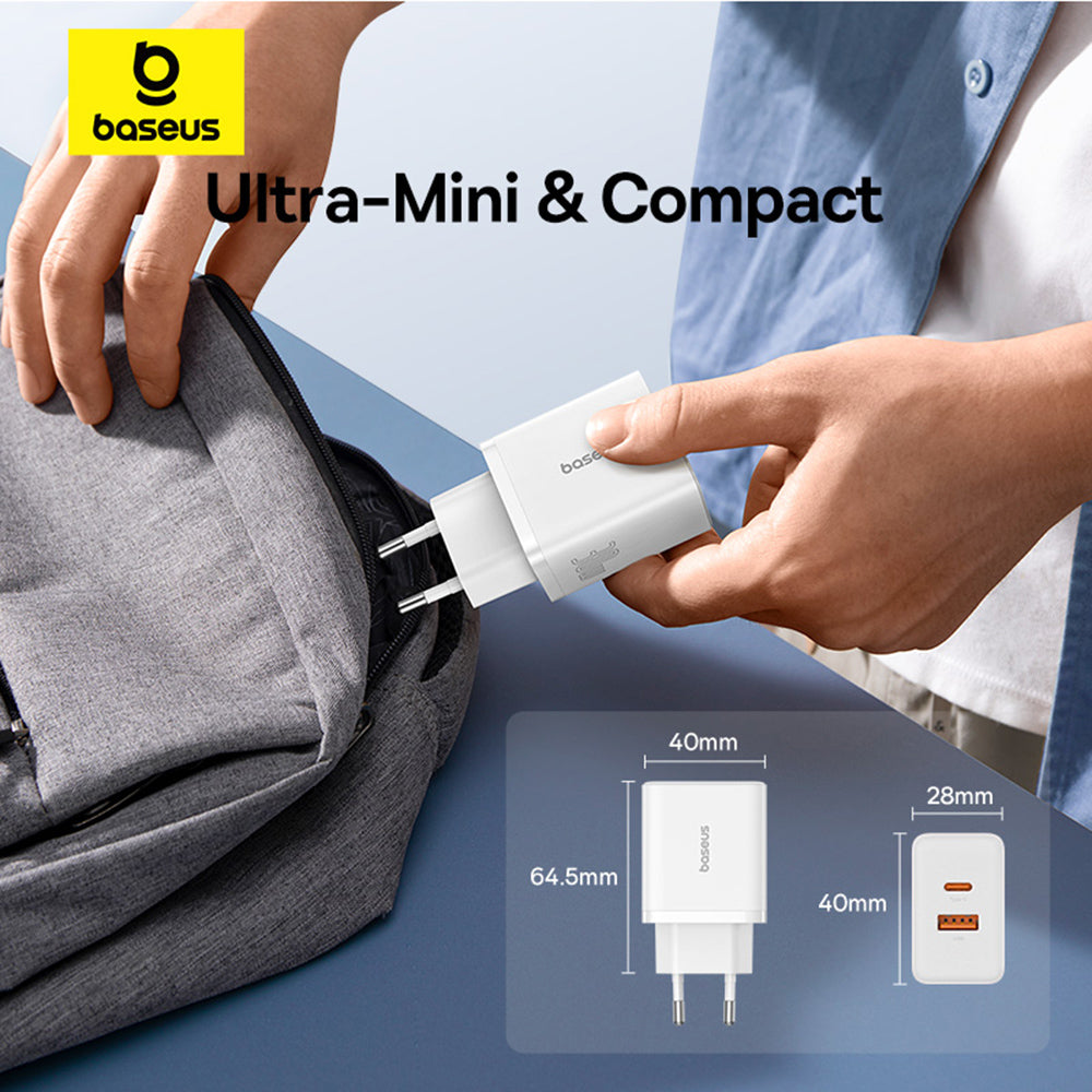 Baseus - Wall Charger (P10111404213-00) - USB, Type-C, Fast Charge 30W - Moon White