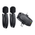 Yesido - (2 pack) Wireless Lavalier Microphones (KR15) - 3 in 1 Receiver, TC, Lighting, 3.5mm Jack, 2.4GHz - Black