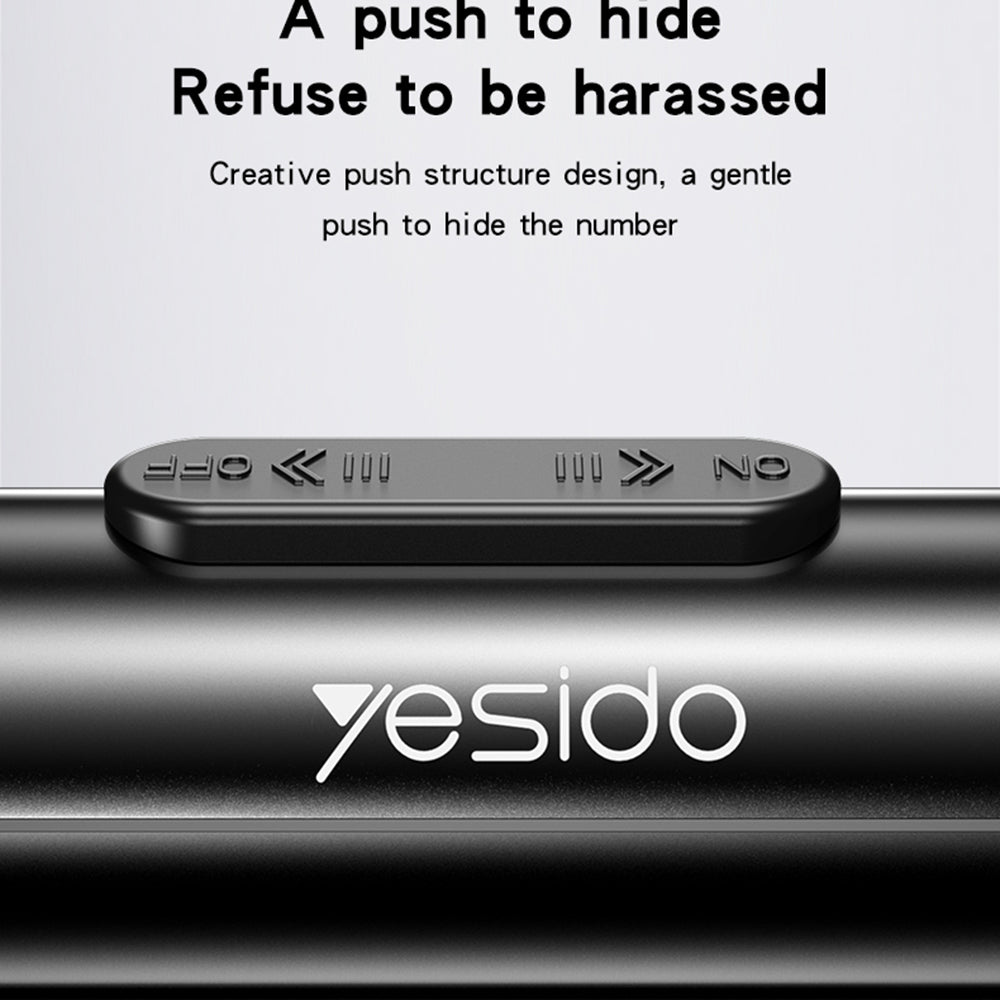 Yesido - Parking Number (C202) - for Dashboard, Small Size, Number Hiding, Weather-Resistant, Removable Adhesive - Black