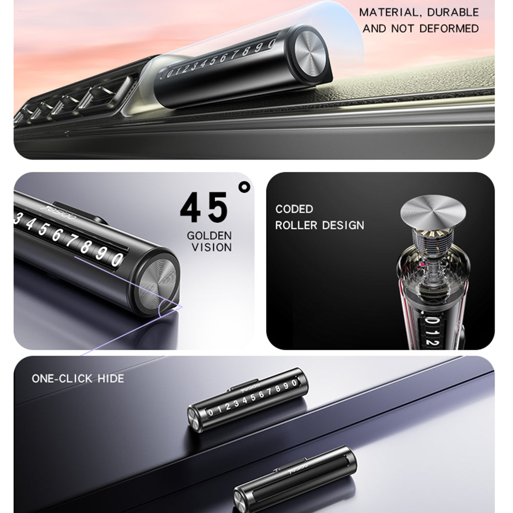 Yesido - Parking Number (C202) - for Dashboard, Small Size, Number Hiding, Weather-Resistant, Removable Adhesive - Black