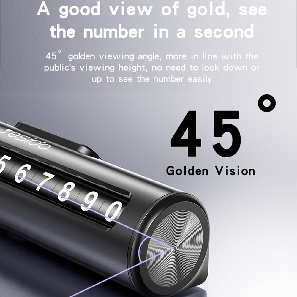 Yesido - Parking Number (C202) - for Dashboard, Small Size, Number Hiding, Weather-Resistant, Removable Adhesive - Black
