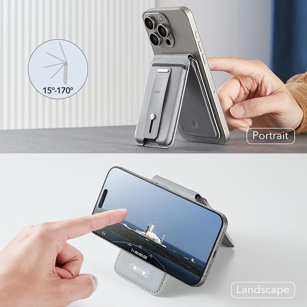 ESR - Desk Holder HaloLock Findmy Wallet - Artificial Leather Wallet Stand - Natural Titanium