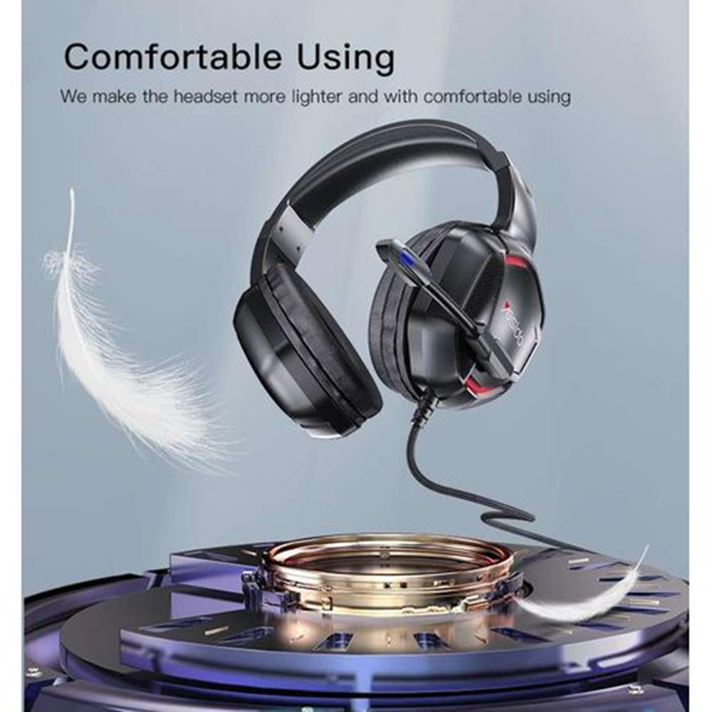 Yesido - Wired Headphones (EK01) - for Gaming, Jack 3.5mm, with Microphone, RGB LED Lights - Black
