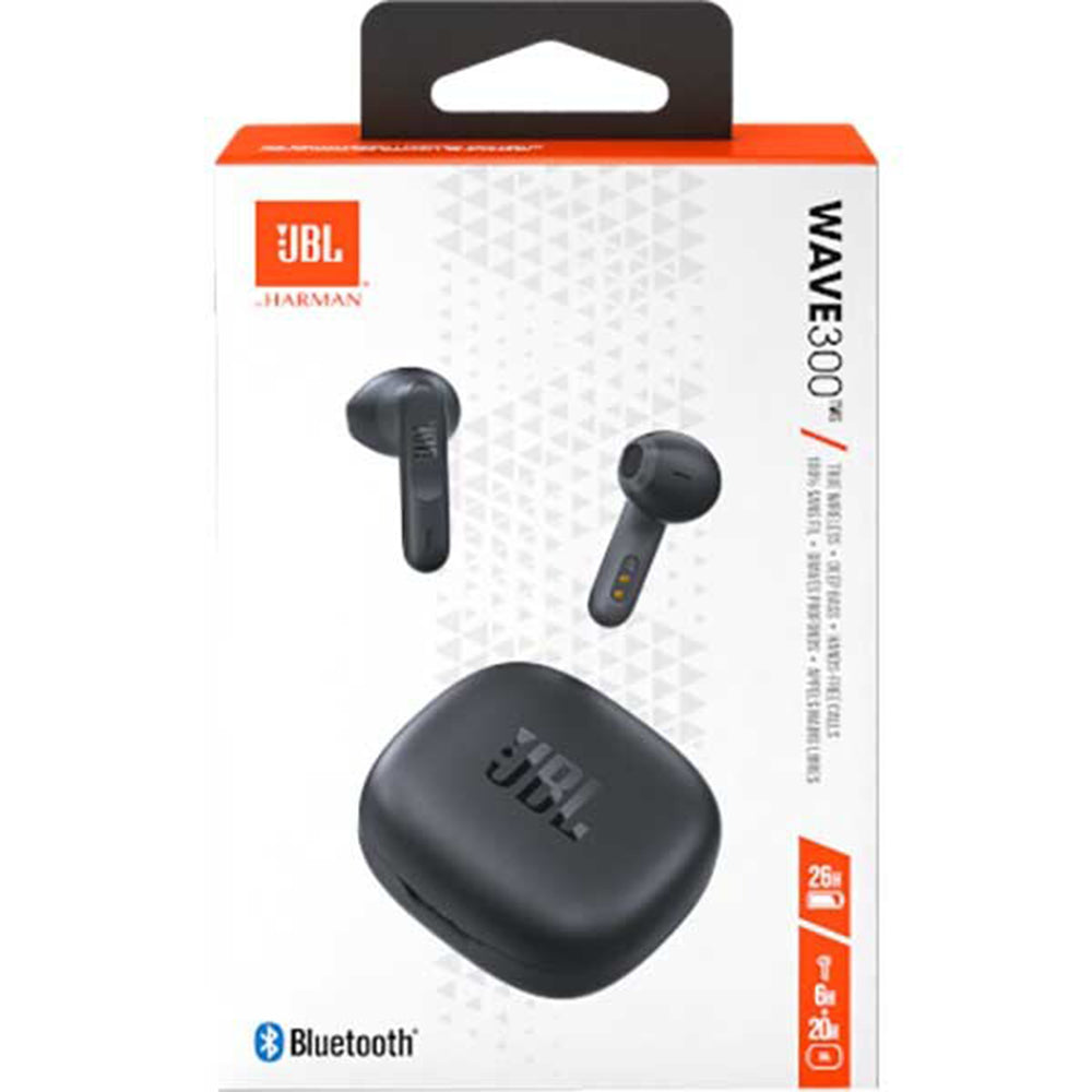JBL - Wireless Earbuds (Wave 300) - Bluetooth 5.2, True Wireless, Microphone, Siri Voice Assistant, Touch Control - Blac