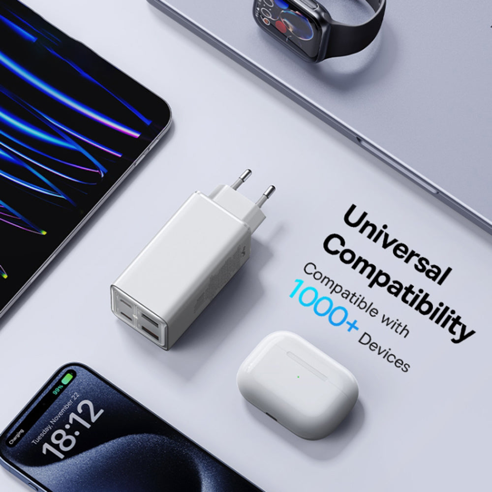 Baseus - Wall Charger GaN6 Pro (P10162705212-00) - Type-C Cable Included, 2x USB, 2x Type-C, 100W, 100W, 20V, 5A, 1m - W