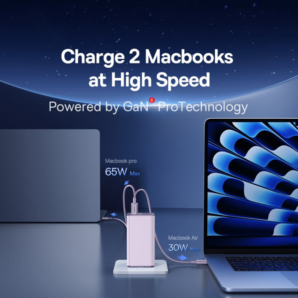 Baseus - Wall Charger GaN6 Pro (P10162705532-00) - Type-C Cable Included, 2x USB, 2x Type-C, 100W, 100W, 20V, 5A, 1m - P