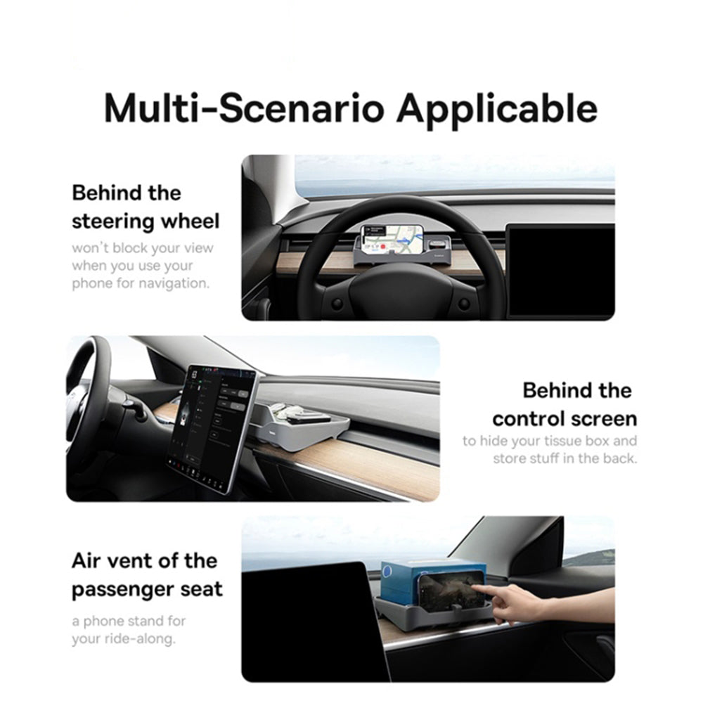 Baseus - Car Organizer T-Space (C20251301811-00) - ETC Card Reader, Phone Holder - Grey