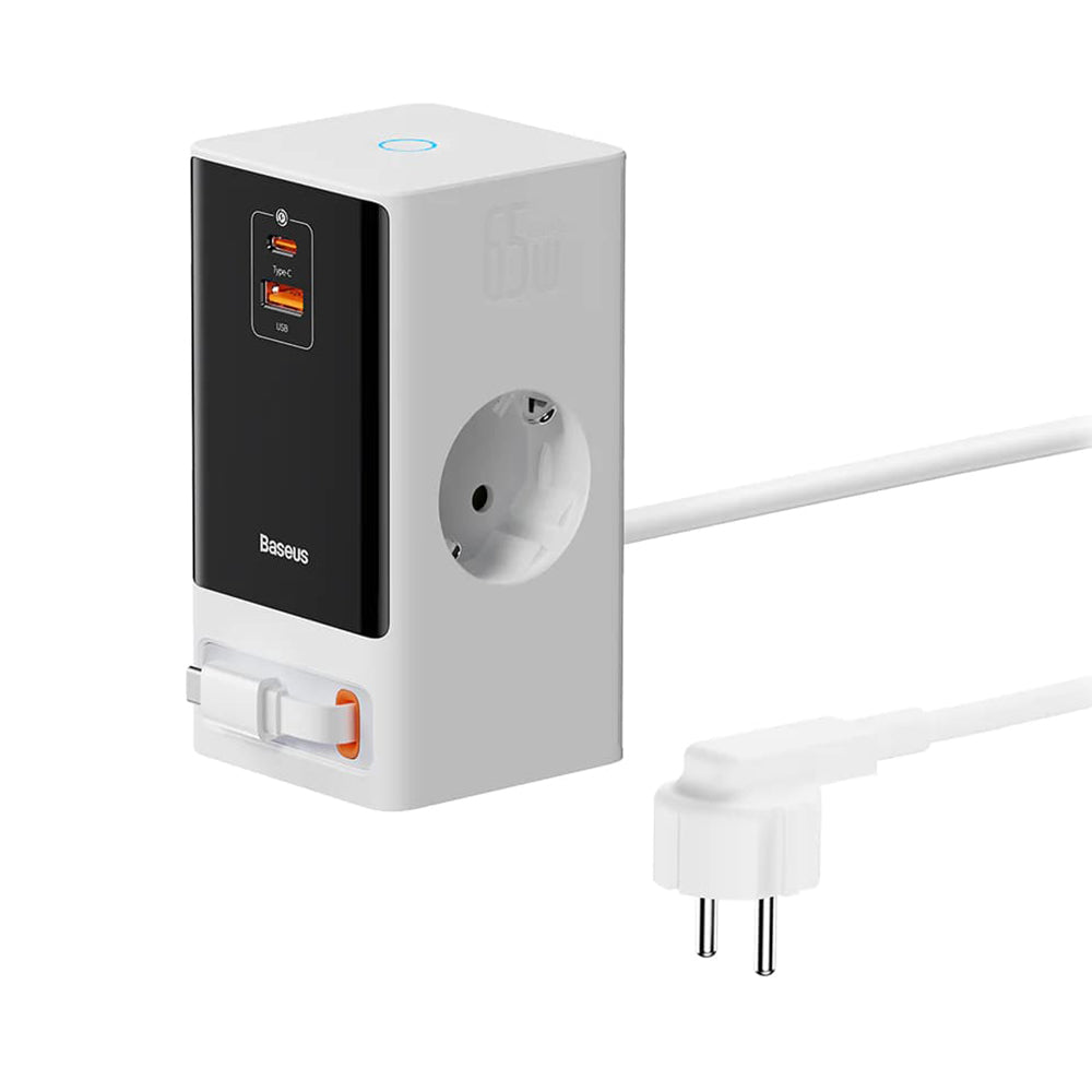 Baseus - Extension Cord PowerCombo (PSLR000602) - USB, 2xType-C, Shuko, 65W - White