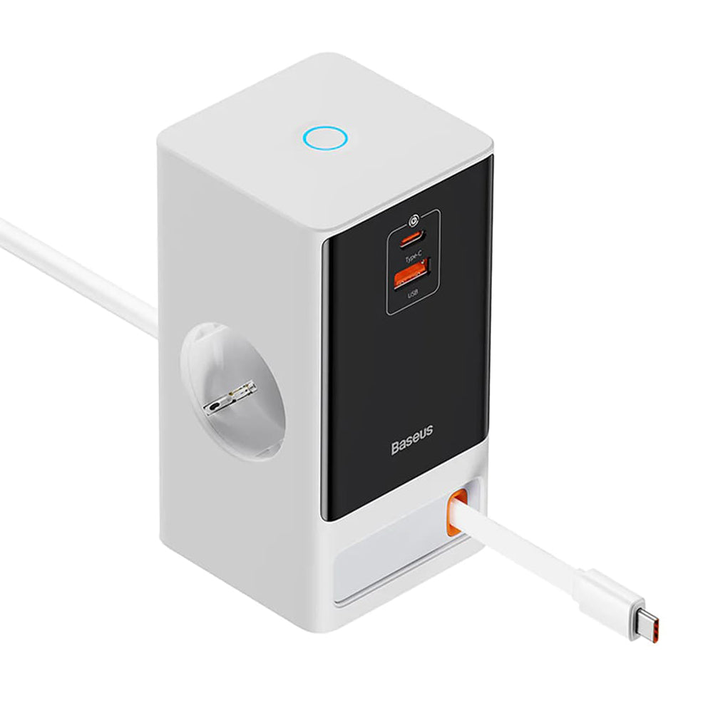 Baseus - Extension Cord PowerCombo (PSLR000602) - USB, 2xType-C, Shuko, 65W - White