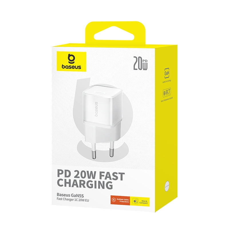 Baseus - Wall Charger (P10162503213-00) - GaN5S, Type-C, 20W - White