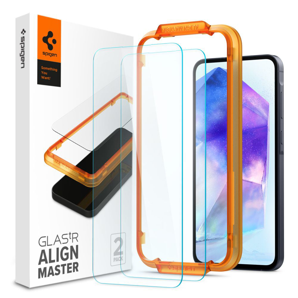 Spigen Folie de protectie Spigen (set de 2) Glas.tR Align Master (AGL07775) compatibil cu Samsung Galaxy A55 5G, Transpa