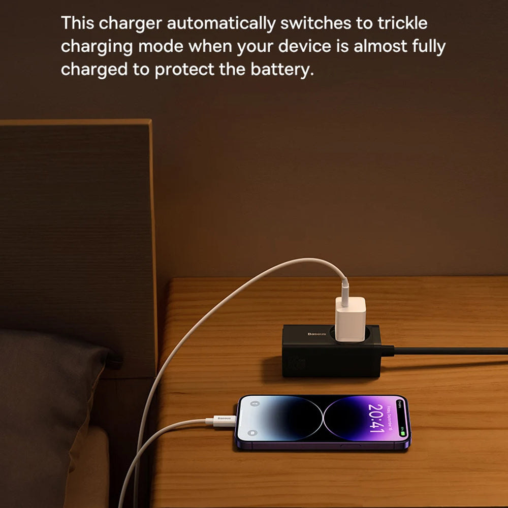 Baseus - Wall Charger (P10110902213-00) - Type-C Cable Included, GaN, Type-C, Fast Charging, 30W, 1m - Moon White