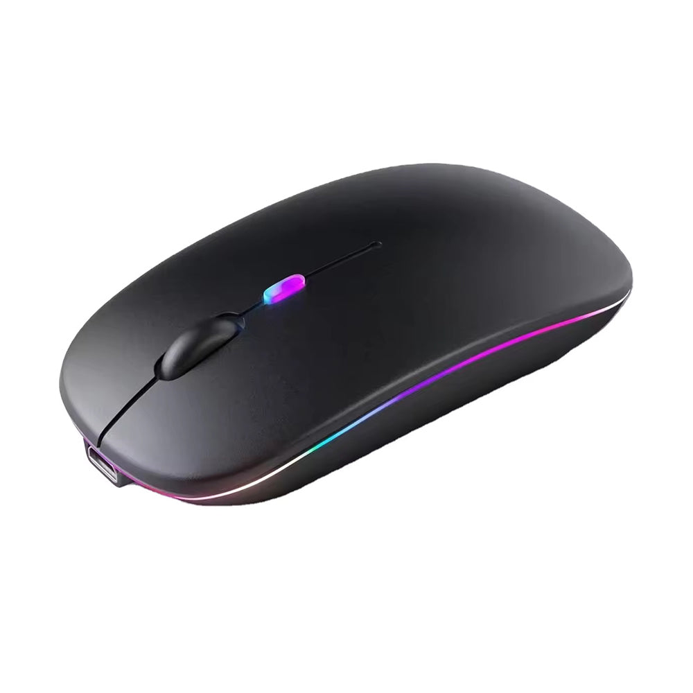 Techsuit - Wireless Mouse GameFlow (M1) - for Gaming, LED RGB, Silent, Bluetooth 5.2, 2.4G, 1600 DPI with USB-C Charging