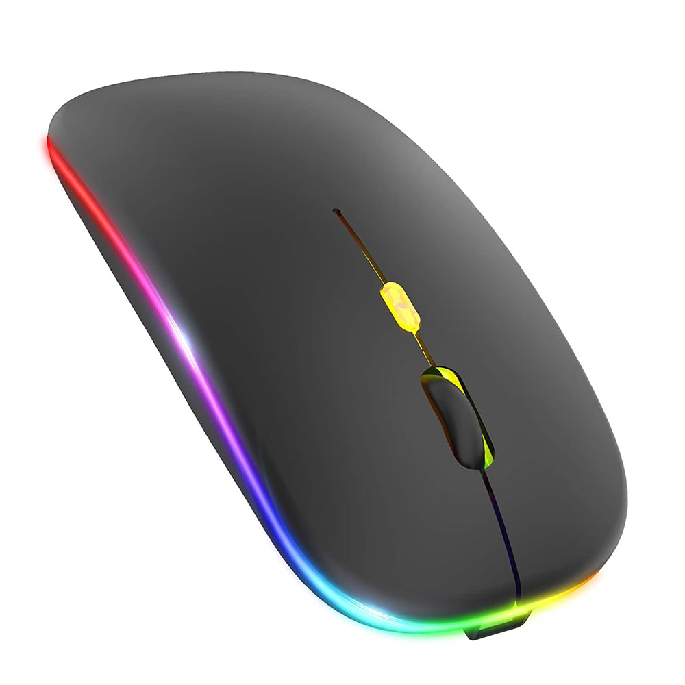 Techsuit - Wireless Mouse GameFlow (M1) - for Gaming, LED RGB, Silent, Bluetooth 5.2, 2.4G, 1600 DPI with USB-C Charging
