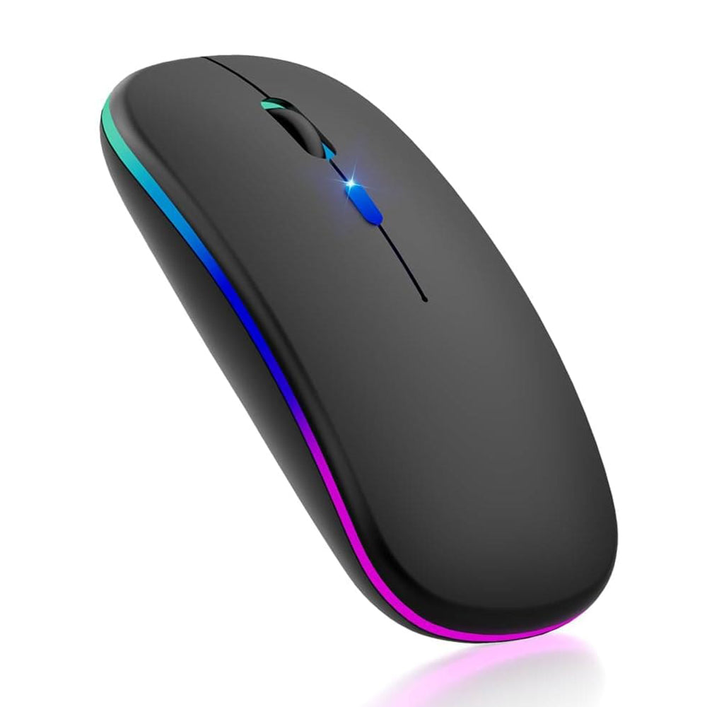 Techsuit - Wireless Mouse GameFlow (M1) - for Gaming, LED RGB, Silent, Bluetooth 5.2, 2.4G, 1600 DPI with USB-C Charging