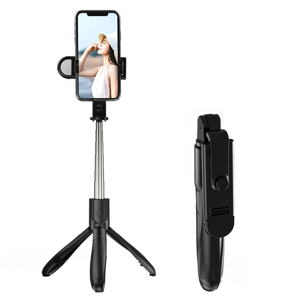 Techsuit - Selfie Stick (S01-S) - Compact Tripod Mount with Bluetooth Remote Control, LED Fill Light, Foldable, 70cm - B