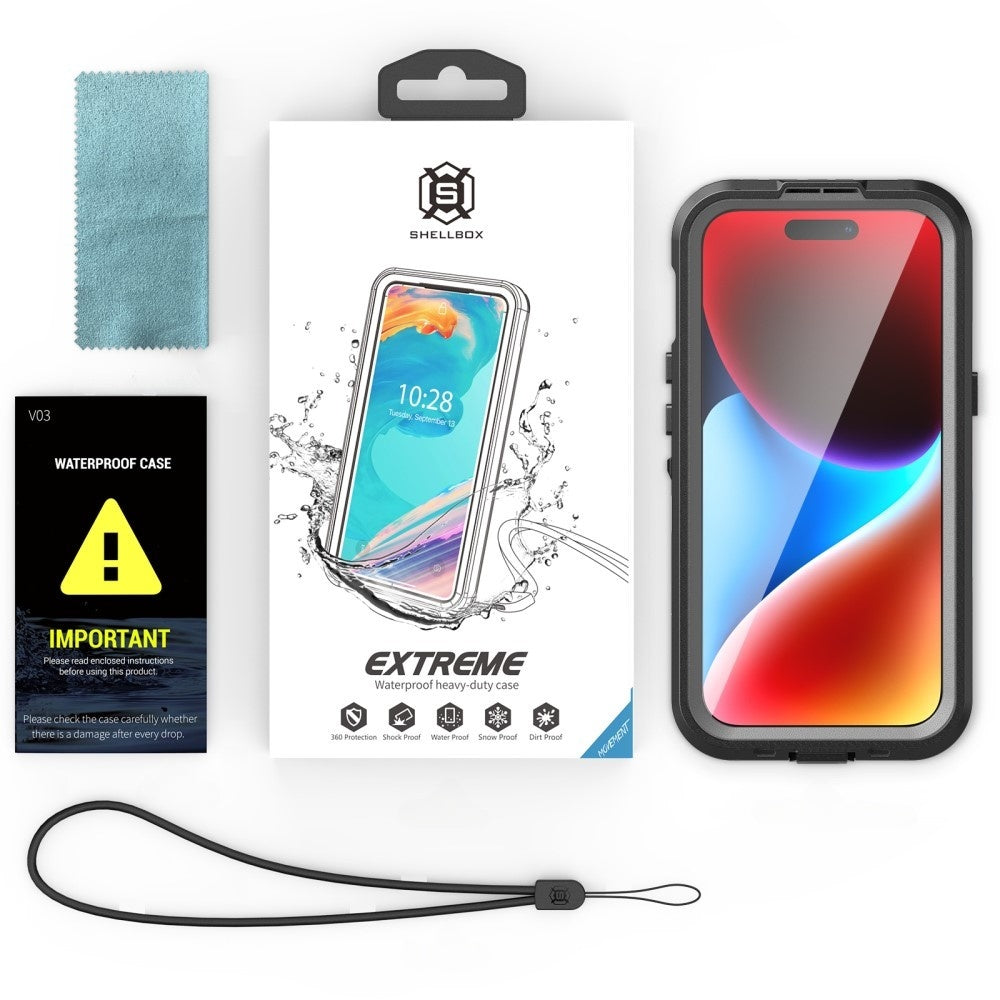 Husa de protectie ShellBox compatibil cu iPhone 15, Negru
