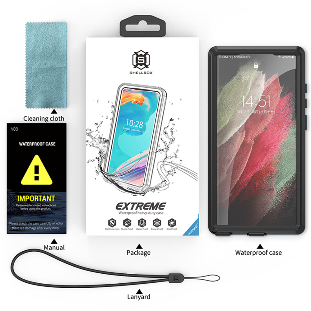 ShellBox - Waterproof IP68 Case - Samsung Galaxy S23 Ultra - Black