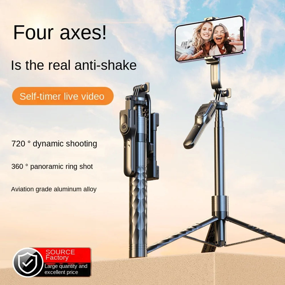 Techsuit - Selfie Stick (K28) - Compact Tripod Mount with Bluetooth Remote Control, 360, Foldable, 175cm - Black