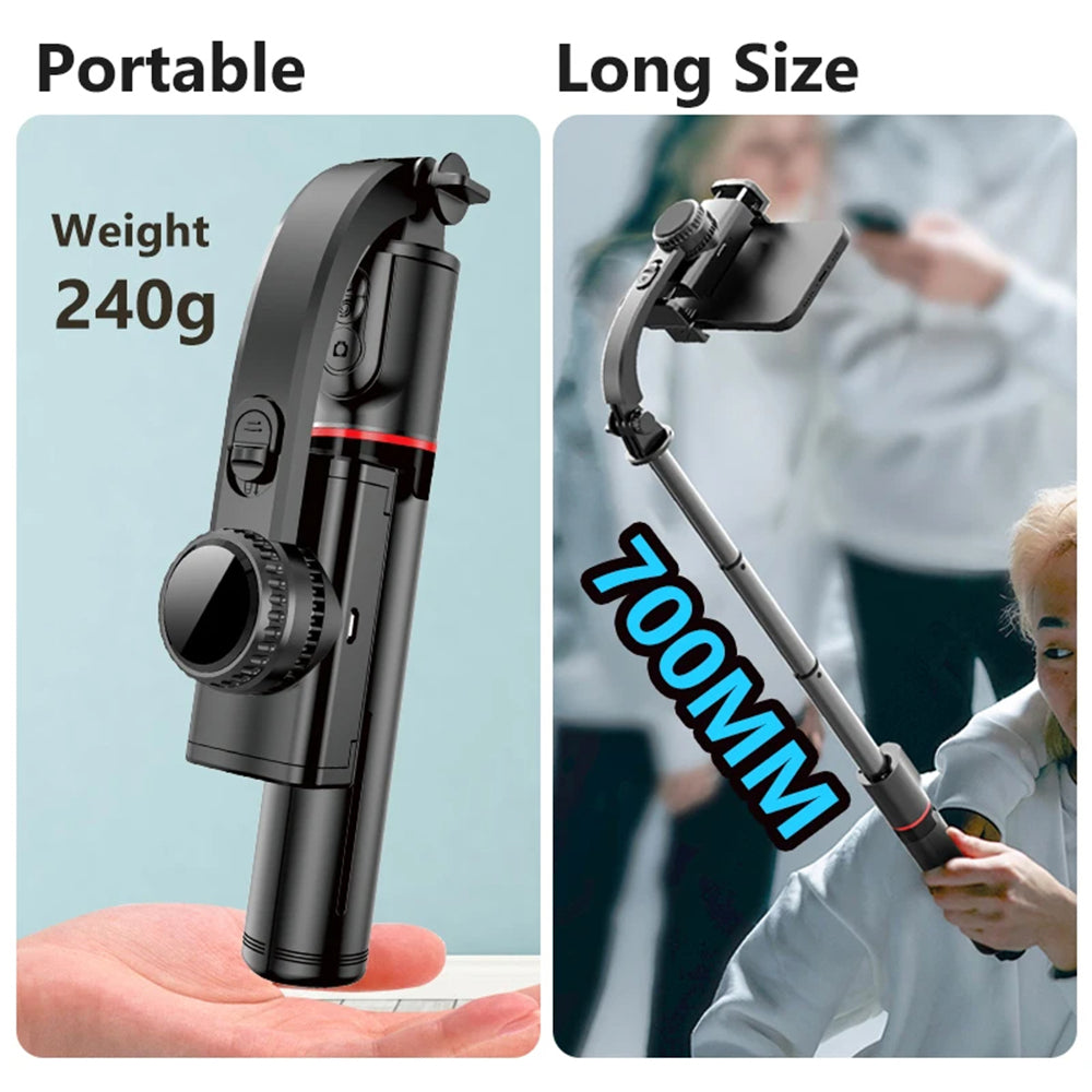 Techsuit - Selfie Stick (L19) - Stable Monopod/Tripod with Bluetooth Remote Control, 400mAh, 70cm - Black