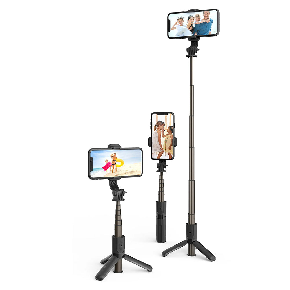 Techsuit - Mini Selfie Stick (L10) - Stable Tripod with Bluetooth Remote Control, 360 Rotation, Aluminium Alloy, 68cm - 