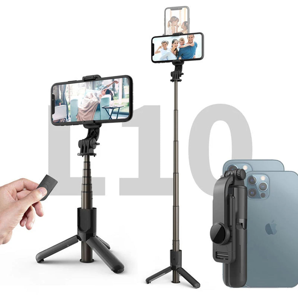 Techsuit - Mini Selfie Stick (L10) - Stable Tripod with Bluetooth Remote Control, 360 Rotation, Aluminium Alloy, 68cm - 