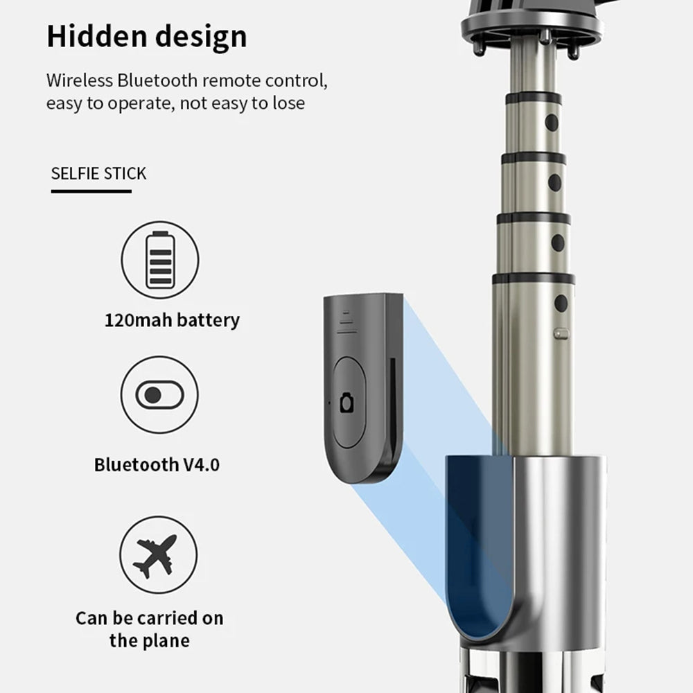 Techsuit - Selfie Stick (L03) - Stable Tripod with Bluetooth Remote Control, Aluminium Alloy, 83cm - Black