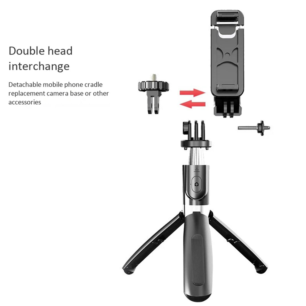 Techsuit - Selfie Stick (L02) - Stable Tripod with Bluetooth Remote Control, GoPro Compatible, 360 Rotation, 100cm - Bla