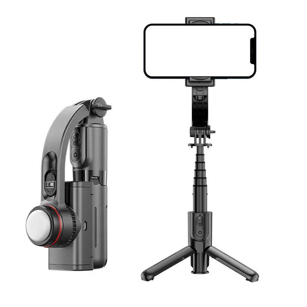 Techsuit - Selfie Stick (L18sMini) - Stable Gimbal/Tripod with Bluetooth Remote Control, Fill Light, 360 Rotation, 70cm 