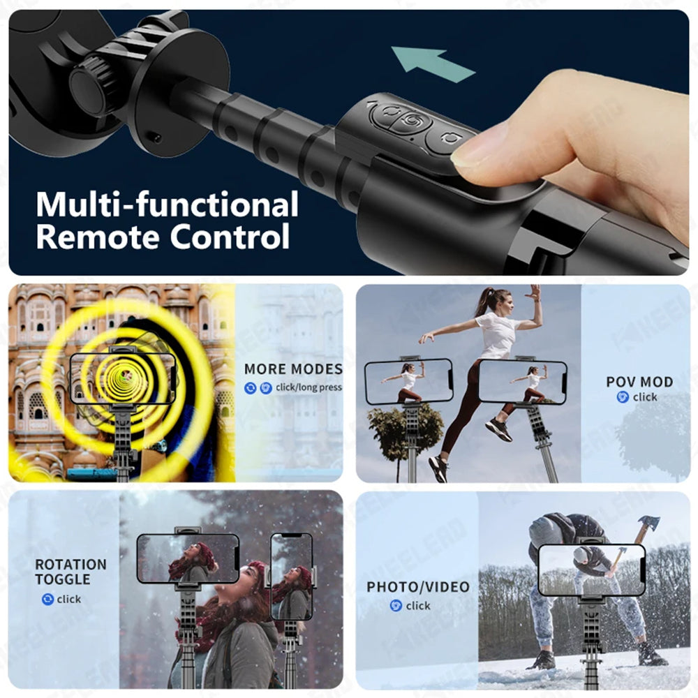 Techsuit - Selfie Stick (L18sMini) - Stable Gimbal/Tripod with Bluetooth Remote Control, Fill Light, 360 Rotation, 70cm 
