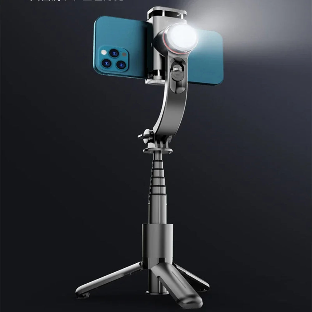 Techsuit - Selfie Stick (L18sMini) - Stable Gimbal/Tripod with Bluetooth Remote Control, Fill Light, 360 Rotation, 70cm 