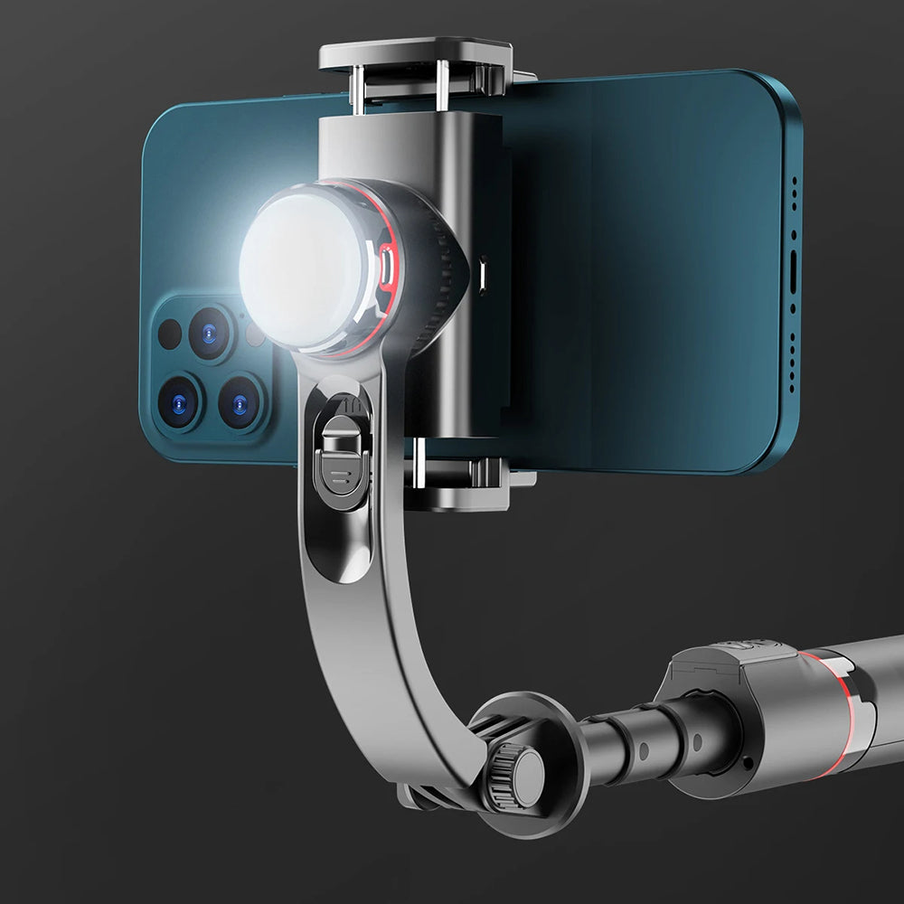 Techsuit - Selfie Stick (L19s) - Stable Gimbal/Tripod with Bluetooth Remote Control, Fill Light, 360 Rotation, 70cm - Bl