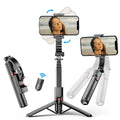 Techsuit - Selfie Stick (L19s) - Stable Gimbal/Tripod with Bluetooth Remote Control, Fill Light, 360 Rotation, 70cm - Bl
