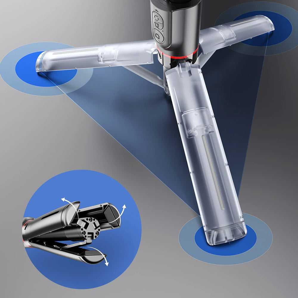 Techsuit - Selfie Stick (L19s) - Stable Gimbal/Tripod with Bluetooth Remote Control, Fill Light, 360 Rotation, 70cm - Bl