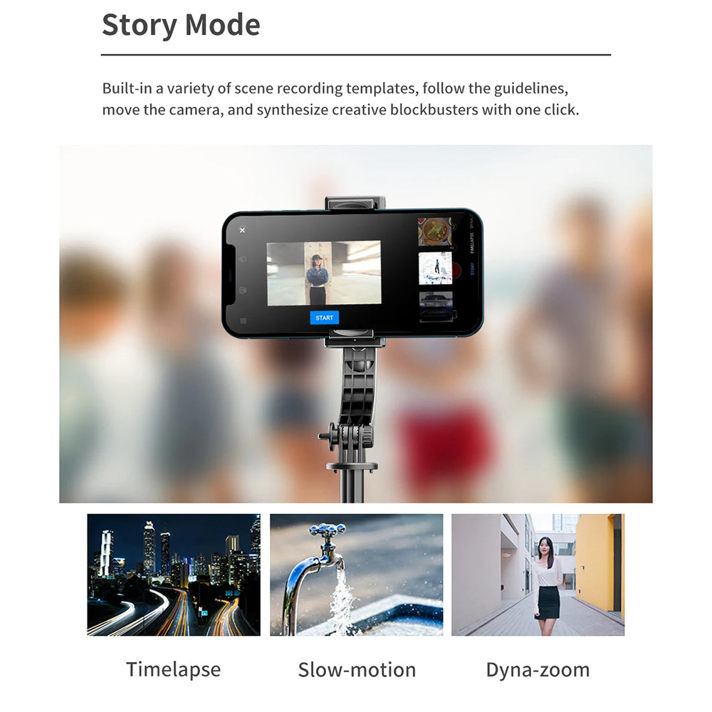 Techsuit - Selfie Stick (L19s) - Stable Gimbal/Tripod with Bluetooth Remote Control, Fill Light, 360 Rotation, 70cm - Bl