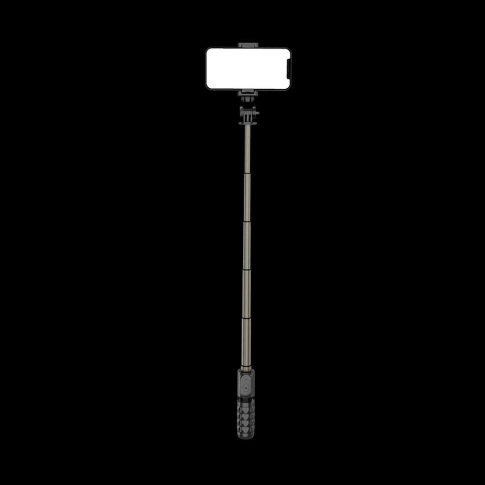 Techsuit - Mini Selfie Stick (Q10) - Stable Gimbal/Tripod with Bluetooth Remote Control, Fill Light, 360 Rotation, 68cm 