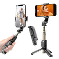 Techsuit - Mini Selfie Stick (Q10) - Stable Gimbal/Tripod with Bluetooth Remote Control, Fill Light, 360 Rotation, 68cm 