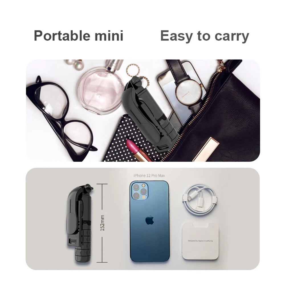 Techsuit - Mini Selfie Stick (Q11s) - Stable Tripod with Bluetooth Remote Control and Fill Light, 360 Rotation, 76cm - B