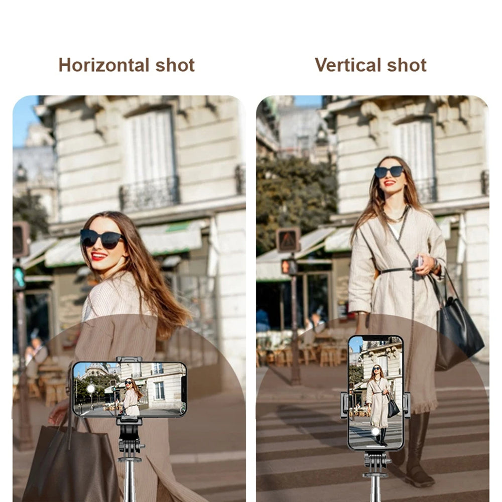 Techsuit - Mini Selfie Stick (Q11s) - Stable Tripod with Bluetooth Remote Control and Fill Light, 360 Rotation, 76cm - B
