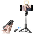 Techsuit - Mini Selfie Stick (Q11s) - Stable Tripod with Bluetooth Remote Control and Fill Light, 360 Rotation, 76cm - B